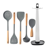 Silicone Cooking Spatula Set with Wooden Handles – Heat-Resistant & Non-Stick Safe (6-Piece Set)