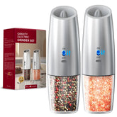 Gravity Sensing Electric Salt & Pepper Grinder Set – Automatic USB Rechargeable Adjustable Spice Mill