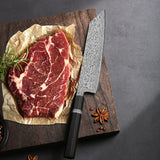 TURWHO 7" Japanese Kiritsuke Chef Knife – Hand-Forged Damascus Steel Professional Sashimi Knife