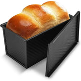 LMETJMA Pullman Loaf Pan with Lid, 1 lb Non-Stick Bread Mold