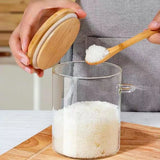 Glass Airtight Storage Canister β Hanging Spoon Lid for Coffee & Tea (1200ml, Round Design)