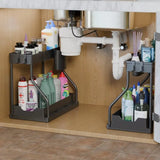 2-Tier Pull-Out Storage Organizer – Space-Saving Drawer Shelf for Kitchen & Bathroom