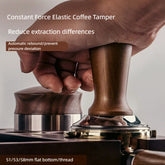 51mm / 53mm / 58mm Beech Wood Espresso Coffee Tamper – Spring Loaded Balanced Force Barista Tool
