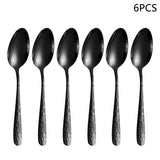 Black Stainless Steel Cutlery Set – Knife, Fork & Spoon Dinnerware (4/6/16/24pcs)