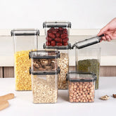 5PCS Transparent Sealed Jar Food Storage Set – Stackable Multigrain Kitchen Organizer