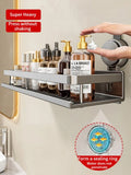 No-Drill Suction Cup Bathroom Rack – Aluminum Wall-Mounted Shower Shelf Organizer