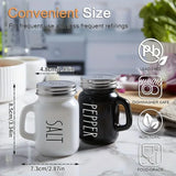 Black and White 2pcs Salt and Pepper Shaker Set – 4.4oz Vintage Glass Seasoning Shakers for Home