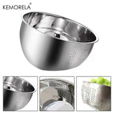 Stainless Steel Rice Washing Bowl – Slanted Drainage Colander for Rice, Vegetables & Fruits