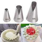 3PCS Stainless Steel Russian Piping Tips Set β V-Shaped Wave Nozzles for Cakes & Cupcakes