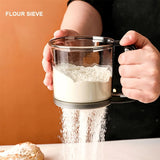 Semi-Automatic Flour Sifter – Hand Press Transparent Baking Sieve