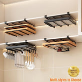 Under-Cupboard Hanging Kitchen Organizer Rack – Hooks for Paper Towels, Rags, Cutting Boards & Pot Lids