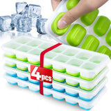 Silicone Ice Cube Tray with Lid 14 Square Easy Release Ice Mold for Drinks