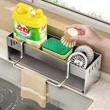 Stainless Steel Kitchen Sponge & Rag Rack – Multi-Functional Sink Drain Shelf for Scouring Pads and Steel Balls