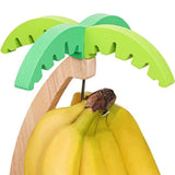 Wooden Banana Rack – Hanging Fruit Stand with Decorative Leaf Design