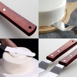 Stainless Steel Cake Spatula & Icing Knife β Wooden Handle Smoother (4/6/8/10 Inch)