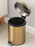 Modern 5L Stainless Steel Champagne Dust Bin – Silent Foot Pedal Trash Can for Bathroom & Kitchen