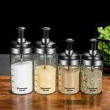 Glass Spice Jar Organizer – Sugar Bowl & Salt Shaker with Spoon