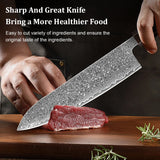 8 Inch Damascus Steel Chef Knife β Professional Kitchen Knife with Ebony Solid Wood Handle
