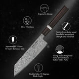 TURWHO 7" Japanese Kiritsuke Chef Knife – Hand-Forged Damascus Steel Professional Sashimi Knife