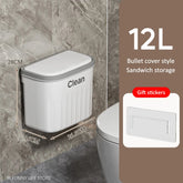 12/16L Press Type Wall Mounted Trash Can with Lid – Hanging Waste Bin for Bathroom & Kitchen