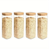 2/4pcs Glass Food Storage Jars with Bamboo Lids β Airtight Stackable Kitchen Containers