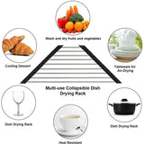 Roll-Up Triangle Dish Drying Rack – Foldable Stainless Steel Sink Corner Organizer
