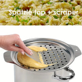 Stainless Steel Spaetzle Maker Lid with Scraper – Traditional German Egg Noodle Maker