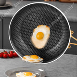 316 Stainless Steel Honeycomb Frying Pan Wok 28cm – Uncoated Cookware for Gas & Induction