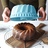 LMETJMA 9.5-Inch Silicone Fluted Cake Pan , Non-Stick Bundt Pan with Handle