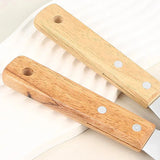Stainless Steel Fish Frying Shovel with Wooden Handle – Fan-Shaped Turner for High-Temperature Cooking