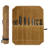 Canvas Knife Roll Bag – Portable Waterproof Chef Knife Storage with 7 Slots
