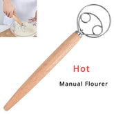 Danish Dough Whisk – Stainless Steel Bread Dough Mixer with Wooden Handle