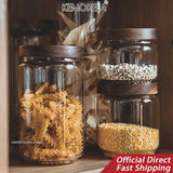 Wood Lid Glass Airtight Canister – Food Storage Jar for Tea, Coffee, Grains & Candy