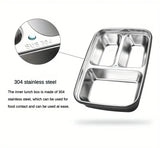 Leak-Proof Stainless Steel Lunch Box β 3/4 Compartments Durable Bento Container for Students & Office Workers
