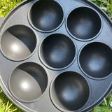 7-Hole Cast Iron Omelette & Cake Pan – Non-Stick Breakfast Egg Cooker