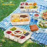 4-Grid / 8-Grid Snack Box Container – Portable Travel Charcuterie Board with Lid