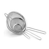 3pcs Stainless Steel Fine Mesh Strainers Set – Multipurpose Flour Sifter with Handle