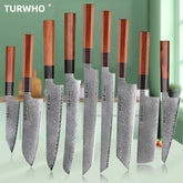 TURWHO Hand-Forged Japanese Chef Knife – 67-Layer Damascus Steel Santoku, Sashimi, Bread & Utility Kitchen Knife