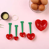 Red Heart-Shaped Measuring Spoon Set – 5-Piece Reusable Kitchen Tool