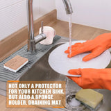 Kitchen Long Silicone Sink Faucet Mat – Splash Guard & Absorbent Countertop Protector