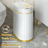 7/9L Automatic Sensor Trash Can β Roman Striped Smart Induction Bin for Bathroom & Kitchen