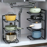 Adjustable Pot Rack Organizer – Multi-Layer Stainless Steel Pot & Pan Storage Rack