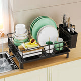 Kitchen Dish Draining Rack – Countertop Storage Rack with Cutlery & Cup Holder