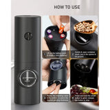 2-Pcs Electric Salt & Pepper Grinder Set – Battery Powered with Adjustable Coarseness