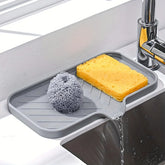 Sink Silicone Tray with Drain – Soap & Sponge Storage Holder for Kitchen & Countertop