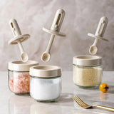 1/3 Pcs Glass Seasoning Bottle with Telescopic Spoon โ Leak & Moisture-Proof Kitchen Storage