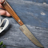 67-Ply Forged Damascus Steel Steak Knife – Solid Wood Handle Sharp Paring & Boning Knife