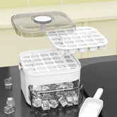 Compact Double Layer Ice Cube Tray – Pull-Out Ice Drawer with Lid
