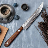 67-Ply Forged Damascus Steel Steak Knife – Solid Wood Handle Sharp Paring & Boning Knife