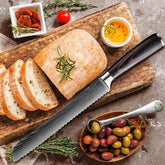 8" Professional Bread Knife Serrated Stainless Steel Blade with Wooden Handle
